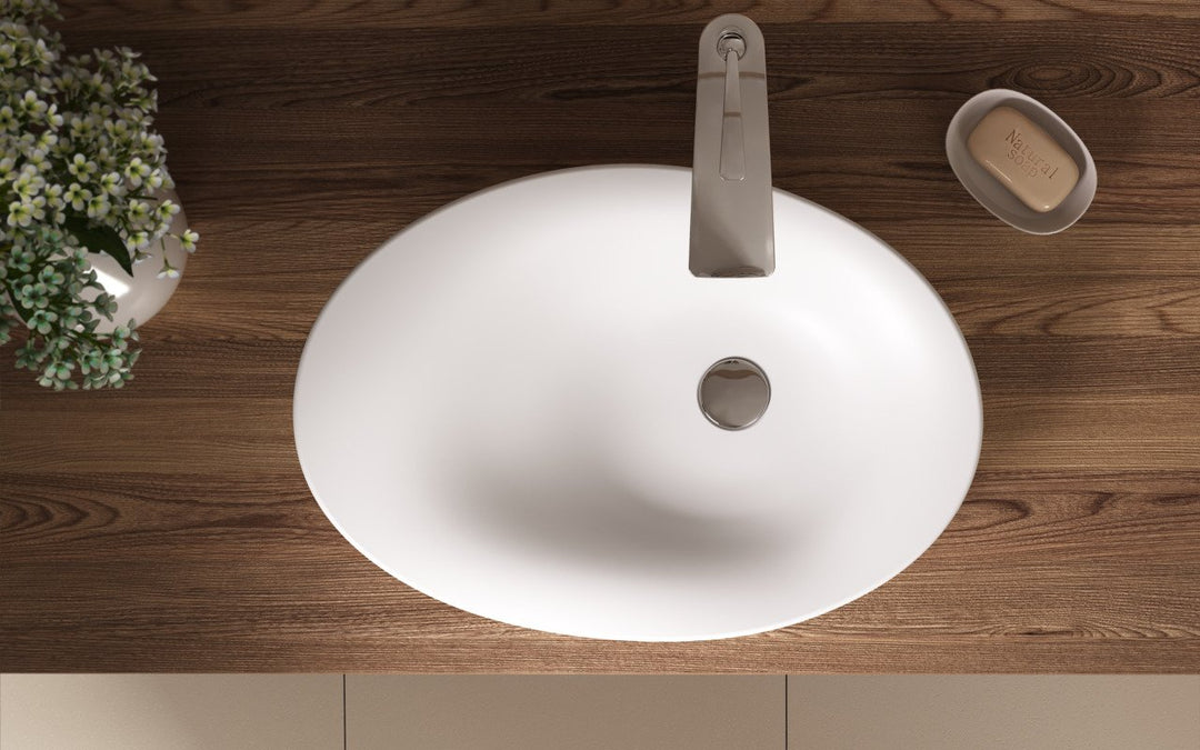 Nanomorph-Wht Stone Bathroom Vessel Sink