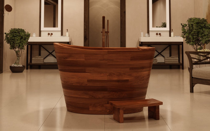 True Ofuro Wood Freestanding Solid Surface Bathtub