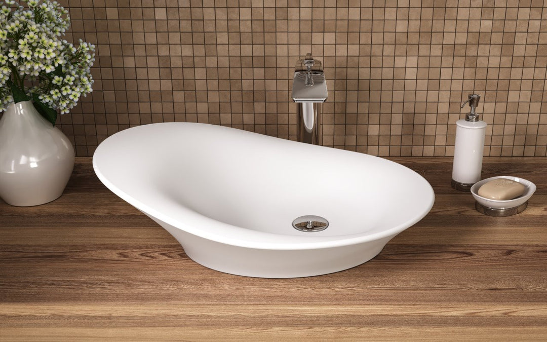 Nanomorph-Wht Stone Bathroom Vessel Sink