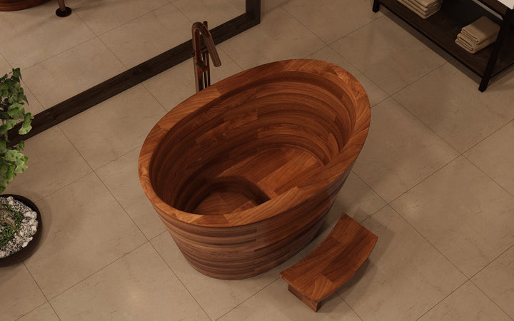 True Ofuro Wood Freestanding Solid Surface Bathtub