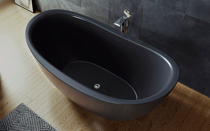 Lillian Black Freestanding Solid Surface Bathtub