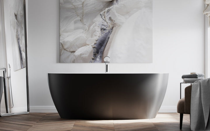 Sensuality Black-White Freestanding Solid Surface Bathtub