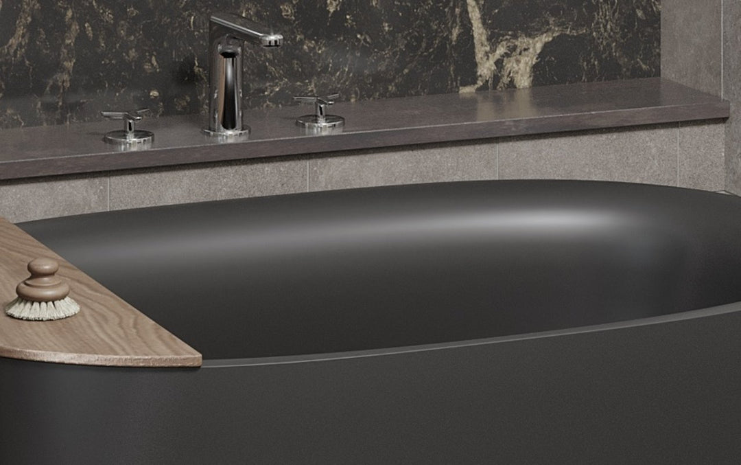 Sophia Black Freestanding Solid Surface Bathtub