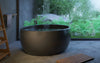 Aura Mini Black Round Freestanding Solid Surface Bathtub