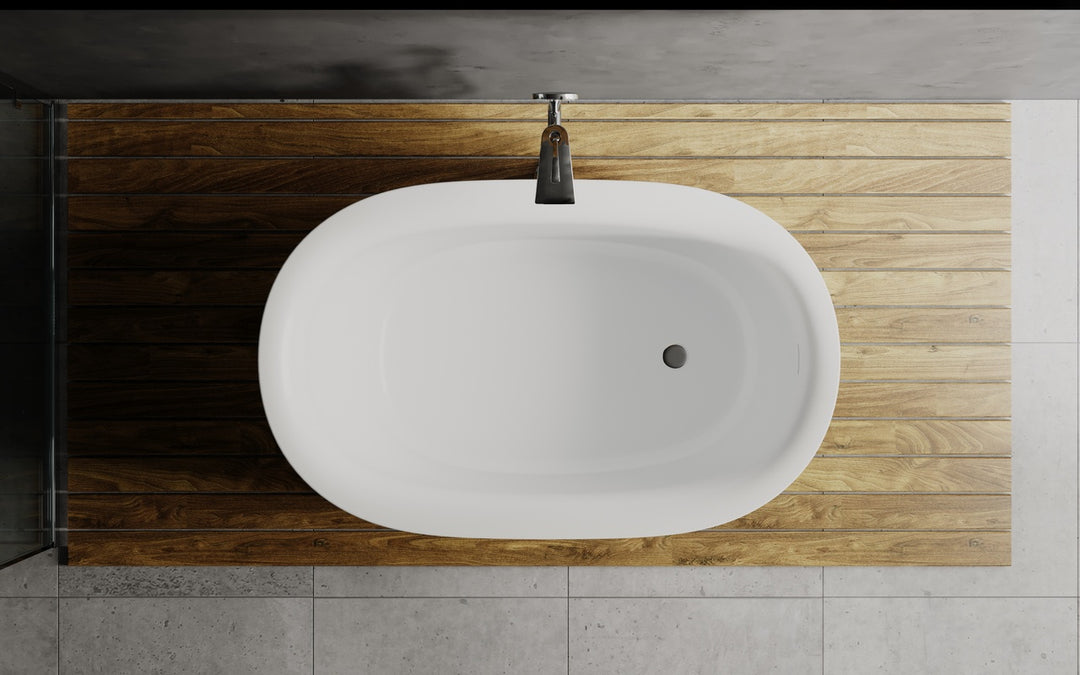Sophia Black-White Freestanding Solid Surface Bathtub