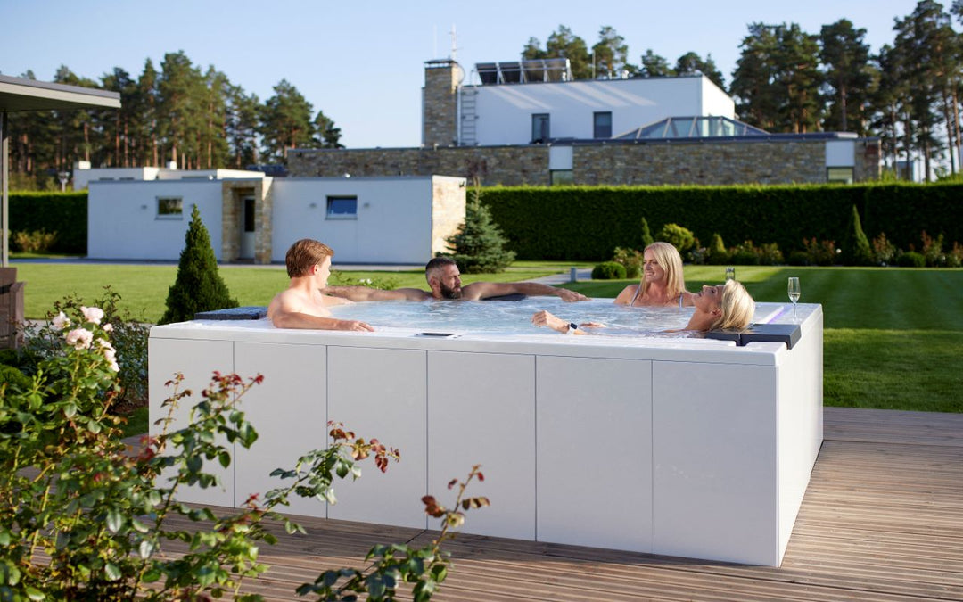 Vibe Infinity Spa w White Composite Siding (fmr. Maridur)