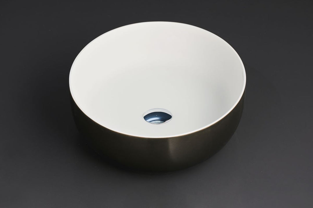 Aurora Gunmetal White Supergloss Round Vessel Sink