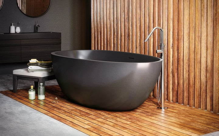 Spoon 2 Black Freestanding Solid Surface Bathtub