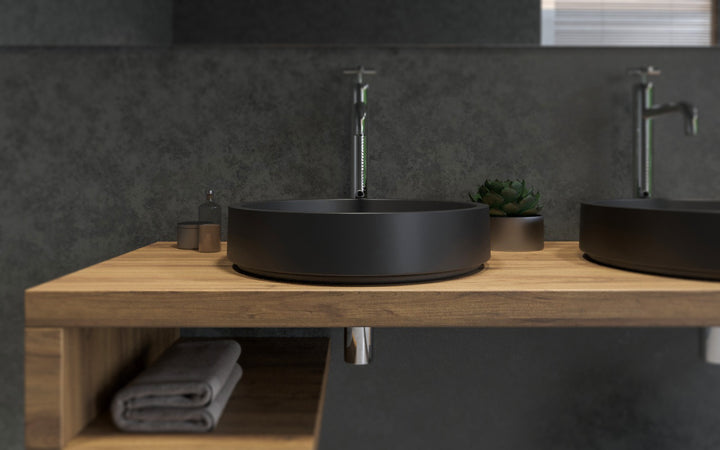 Solace-A Plus Black Round Vessel Sink