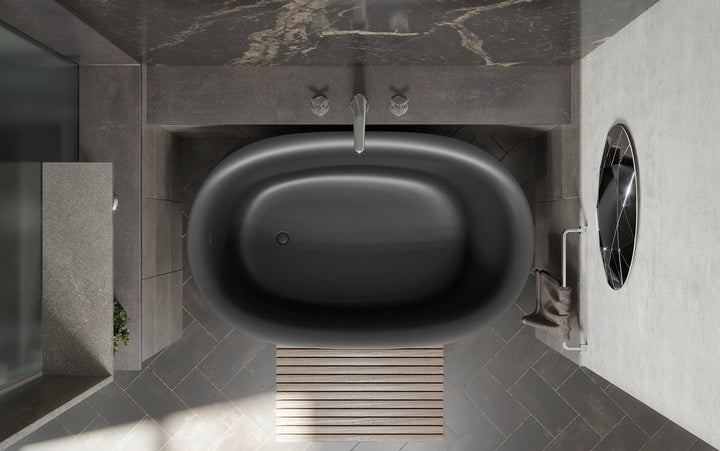 Sophia Black Freestanding Solid Surface Bathtub