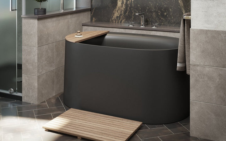Sophia Black Freestanding Solid Surface Bathtub