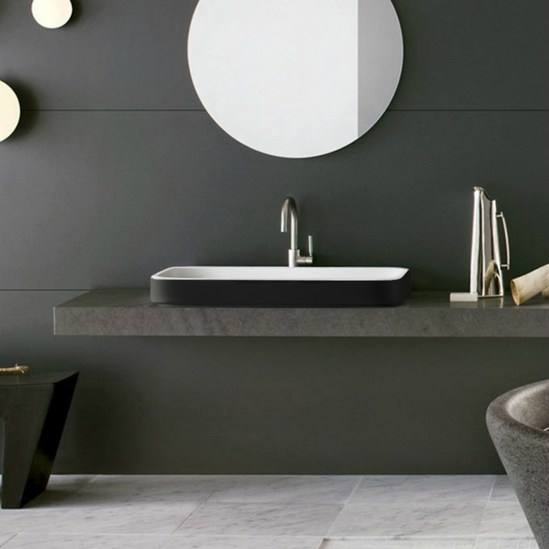 Solace-B Black-White Rectangular Vessel Sink