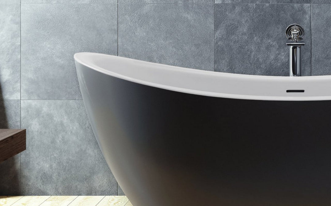 Lillian Black-White Freestanding Solid Surface Bathtub