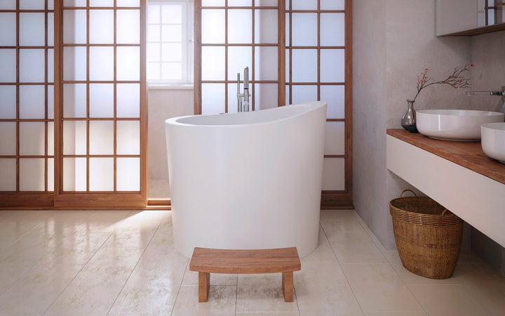 True Ofuro Mini Freestanding Solid Surface Bathtub with Tranquility