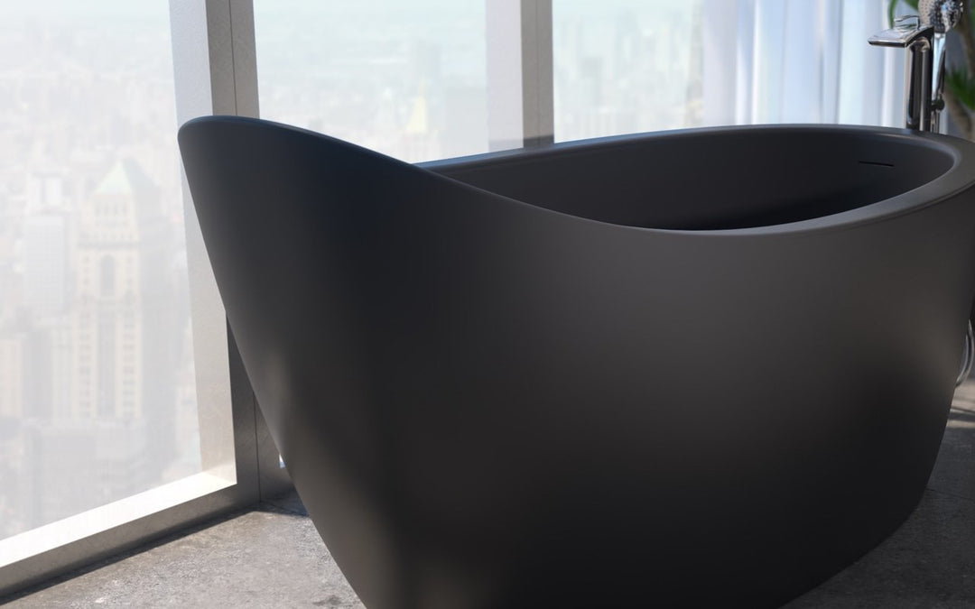 Emmanuelle 2 Black Freestanding Solid Surface Bathtub