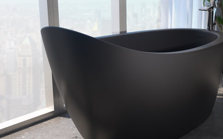 Emmanuelle 2 Black Freestanding Solid Surface Bathtub