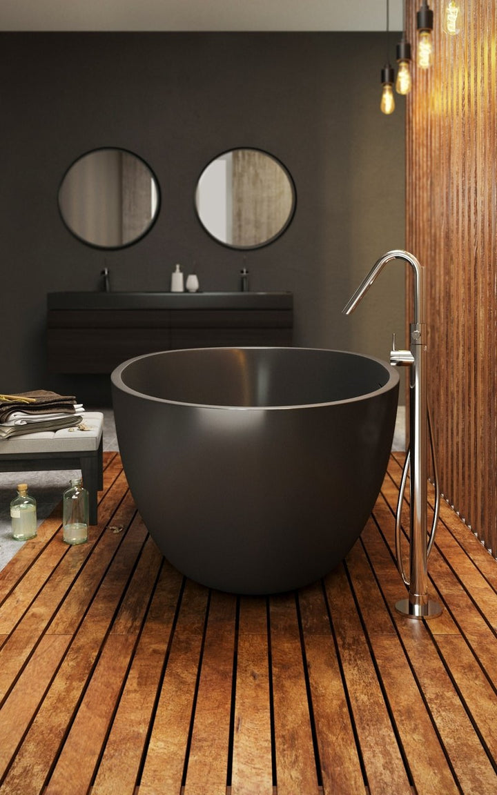 Spoon 2 Black Freestanding Solid Surface Bathtub