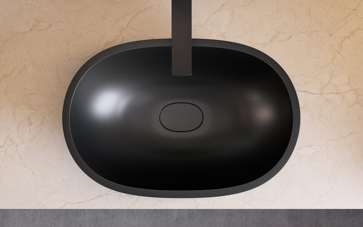 Karolina Black Oval Stone Vessel Sink