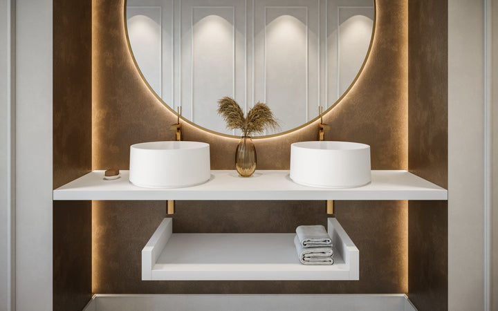 Solace-B White Round Stone Vessel Sink