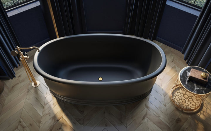 Aquatica Aphrodite-Black Freestanding Solid Surface Bathtub