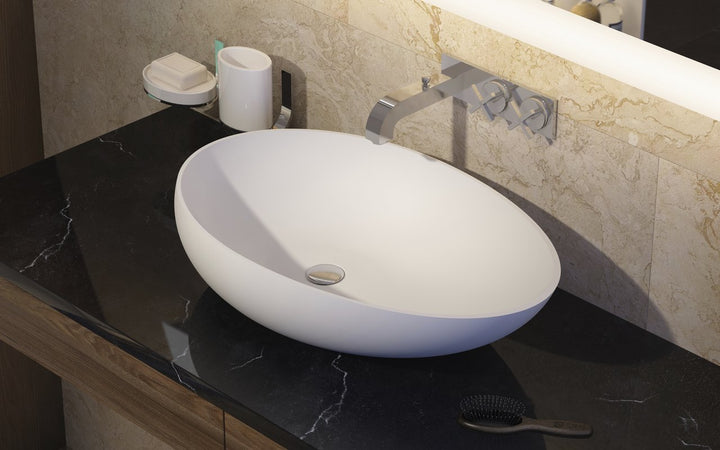 Spoon 2 White Stone Vessel Sink