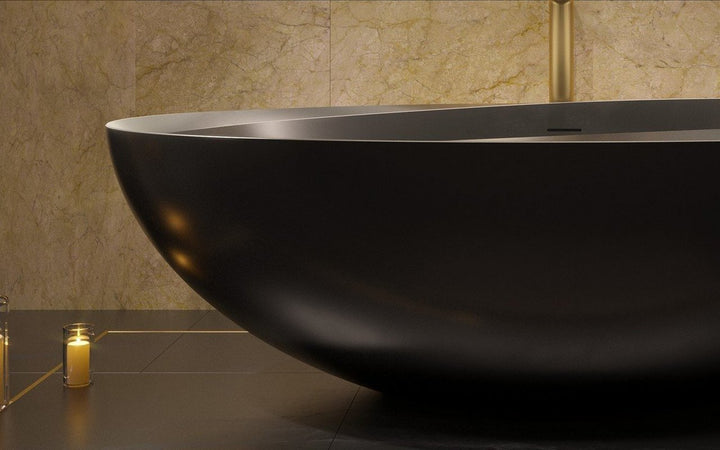 Illusion Black Freestanding Solid Surface Bathtub