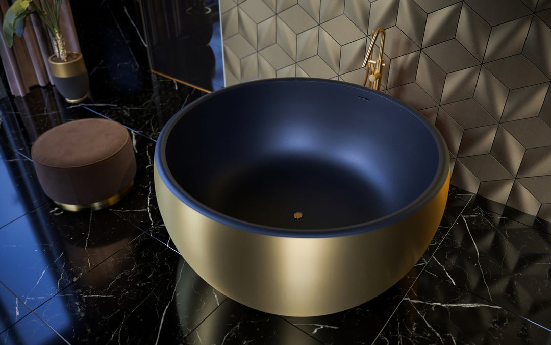 Aura Mini Victorian Gold-Black Freestanding Solid Surface Bathtub