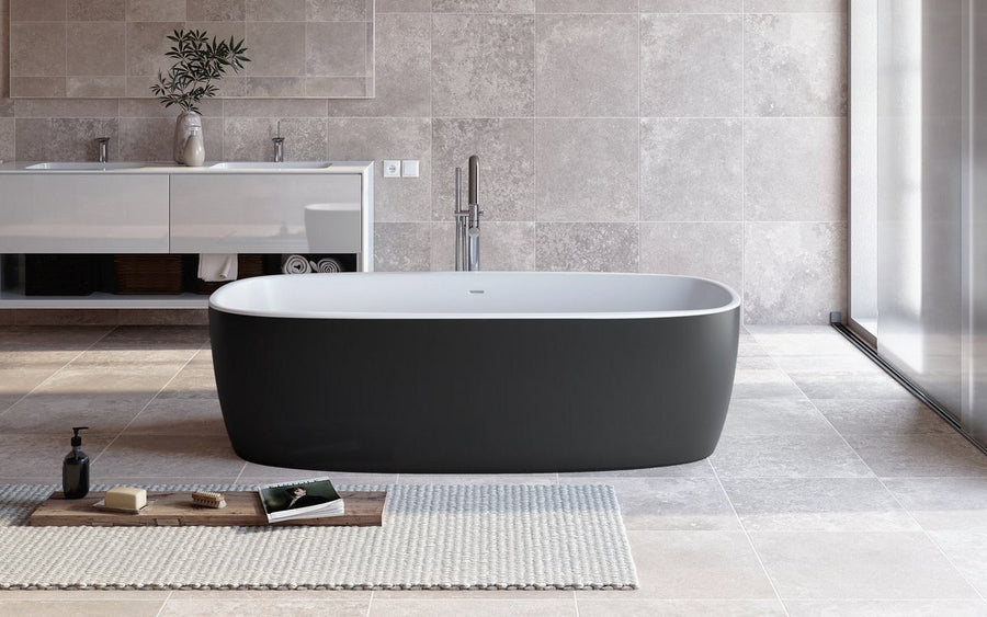 Aquatica Coletta Black-White Freestanding bathTub Full view in ambient