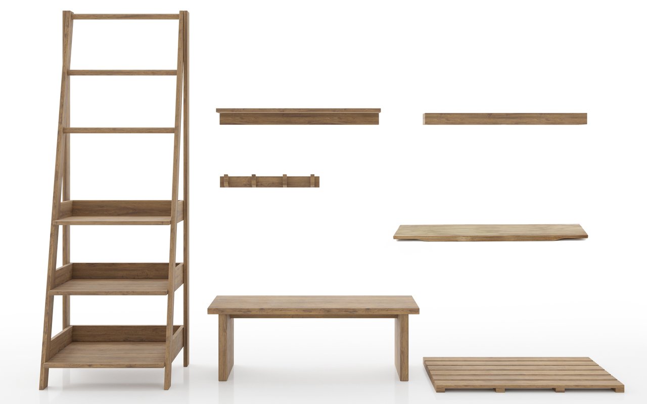 ᐈ 【Aquatica Universal 70.75 Waterproof Teak Wood Bathroom Ladder Shelf】  Buy Online, Best Prices