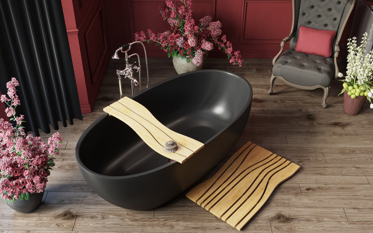 ᐈ 【Aquatica Aura Victorian Gold-Blck Round Freestanding Solid Surface  Bathtub】 Buy Online, Best Prices