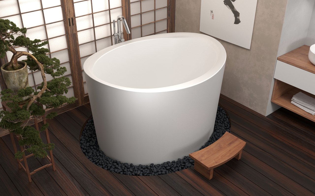 ᐈ 【Aquatica True Ofuro Duo Freestanding Stone Japanese Soaking Bathtub